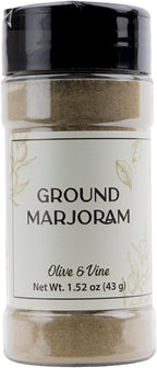 Olive & Vine Ground Marjoram, Earthy & Sweet, Seasoning for Soups, Stews, and Roasts, With Rich Tradition, Authentic Taste, For Global Recipes (1.52 Ounce)