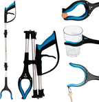LIFE WORKS Reacher Grabber Tool, 360° Rotating Head, Lightweight 36" Foldable Arm, Ergonomic Grip, 4.5" Wide Jaw, Mobility Aid, Portable Picker Upper Tool for Seniors & Limited Mobility, 1 Pack