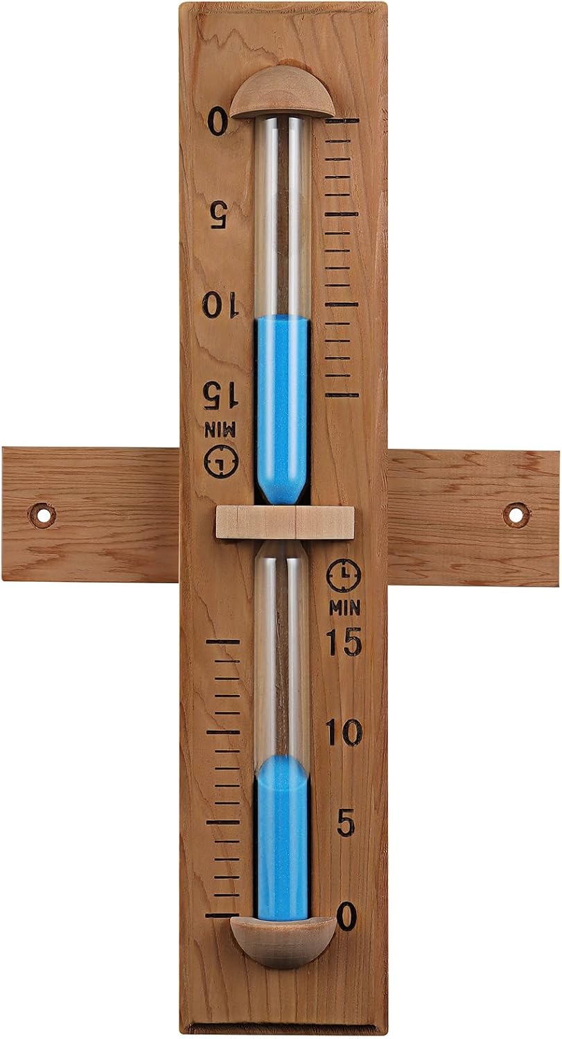 Sauna Sand Timer - 15 Minute Timer Sauna Accessories, Handmade of Canadian Red Cedar