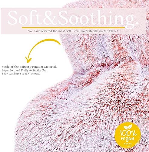 Hot Water Bottle - with Soft Premium Fleece Cover - Pink, 2L - Heating Pad for Menstrual Cramps and Period Comfort - Bed Foot Warmer - Hot & Cold Compress for Back, Stomach, Neck Pain Relief
