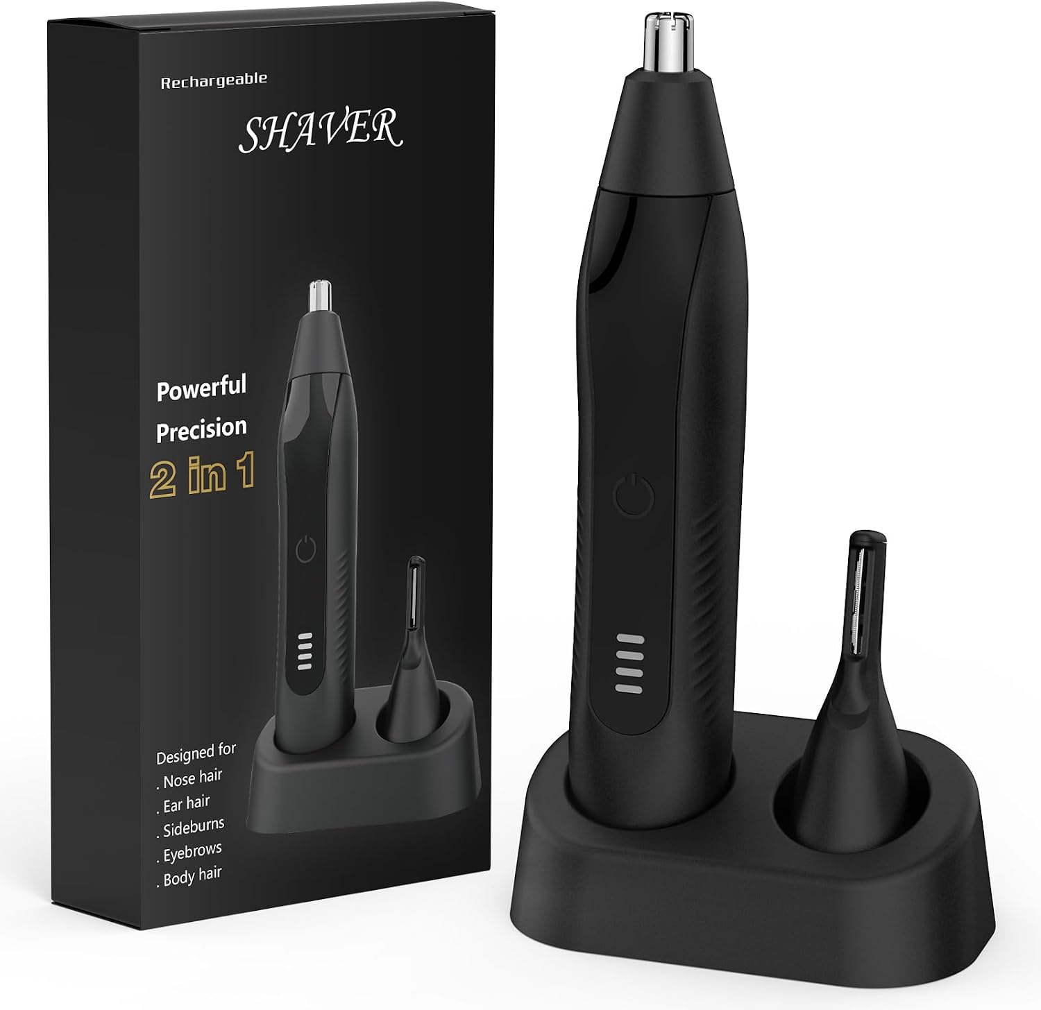 Nose Hair Trimmers for Men,Rechargeable Eyebrow Trimmer 2 in 1 Painless Multifunctional Ear and Nose Hair Trimmer with Dual Edge Blades Portable Design e022