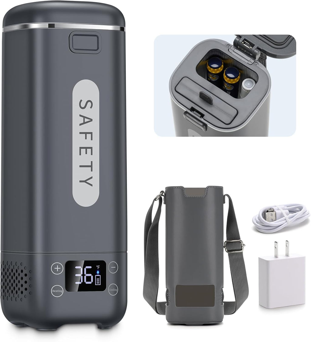 Rechargeable Insulin Cooler Travel Case TSA Approved, Diabetic Medication Cooler for Travel, Portable Electric Insulin Refrigerator with USB Charging & Temperature Display