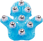 Handheld Massage Ball for Muscle Back Neck Joint Foot Shoulder Leg Pain Relief - Palm Shaped Massage Tool with Roller Balls, Portable Design, Blue
