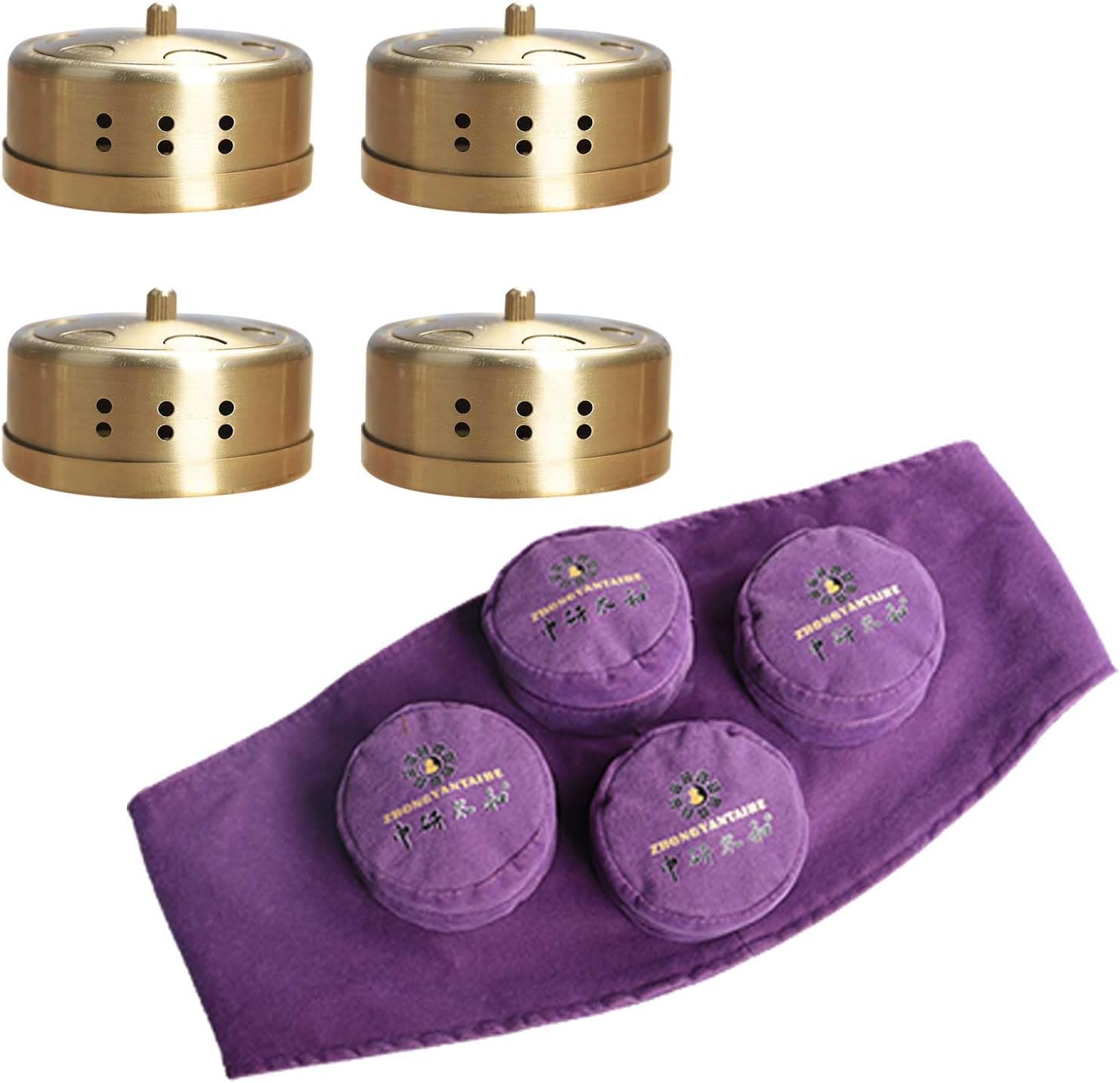 Smokeless Moxibustion Box Include 4 Boxes Portable moxibustion Box Rotary Temperature regulating Cover Smoke Proof and Scald Proof (4 Holes)