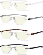 Eyekepper 4-pack Rimless Reading Glasses Blue Light Blocking Women Men Half Moon Readers +0.75