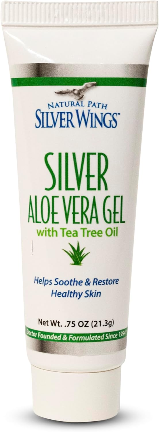 Natural Path Silver Wings 200ppm Silver with Aloe Vera Gel and Tea Tree Oil - Soothing Skin Care - 0.75 oz