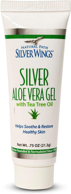 Natural Path Silver Wings 200ppm Silver with Aloe Vera Gel and Tea Tree Oil - Soothing Skin Care - 0.75 oz