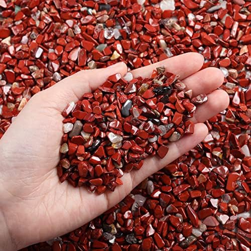 LAIDANLA Red Jasper Crushed Stone Crystal Chips Bulk Natural Gemstones Healing Reiki Crystals Mini Quartz Vase Filler Aquarium Gravel 0.55lb