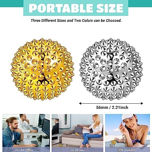 Massage Ball, Magnetic Balls, Hand Spiky Massage Ball Silver Ball 1 Pair, Hand Acupuncture Ball Massage for Adult and Kid, Hand Exercise Squeeze Balls for Pain Pressure and Stress Relief