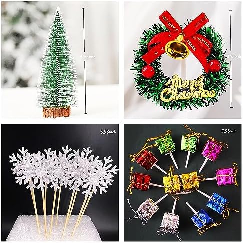 32 PCS Christmas Cake Topper Merry Christmas Cake Decor Sleigh Reindeer Cake Toppers Snowman cupcake Decoration