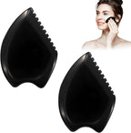 Gua Sha Facial Massage Tool - Black Jade Bian Stone Face & Body Massager for Wellness, Relaxation, Neck/Shoulder/Back/Leg Massage, Natural Stone Skin Care Tool