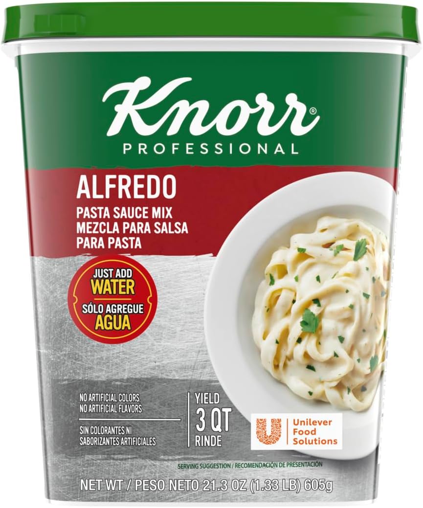 Knorr Professional Alfredo Sauce, Just Add Water Convenience Mix, 1.33lb (Pack of 4), Classic Alfredo Pasta Sauce Made With Real Parmesan Cheese and Cracked Black Pepper, No Artificial Colors, Flavors, No added MSG