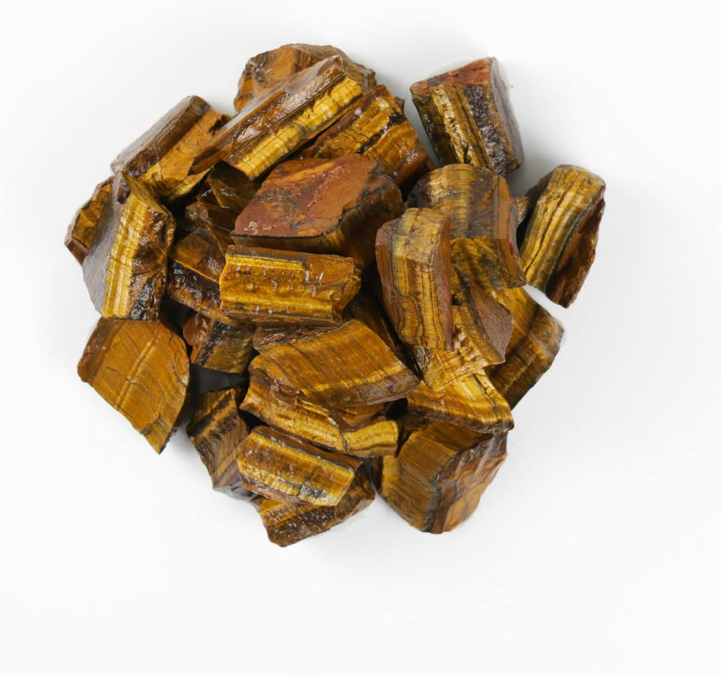Raw Tiger Eye Stone, Crystals and Healing Stones, Bulk Crystals, Rocks for Tumbling, Raw Crystals Bulk, Amathesis Crystal, Calcite Crystal for Decoration, Wicca, Reiki, Chakra and Energy(1LB)