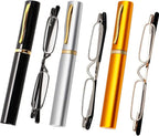 Viseng Slim Mini Metal Reading Glasses Compact Lightweight Portable Readers with Glasses Case for Reading Case,Gold+Silver+Black+2.0