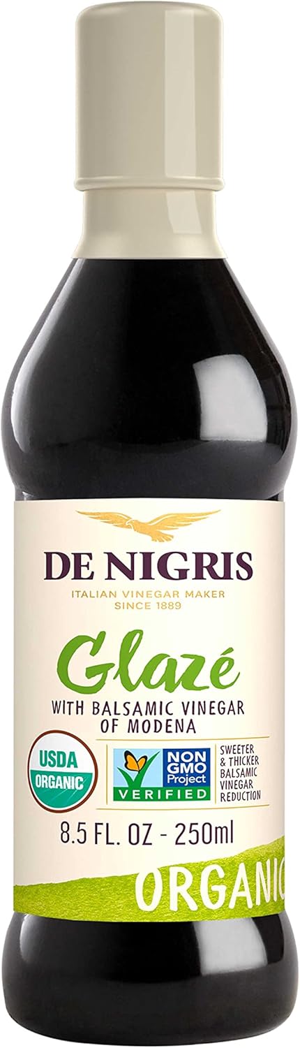 De Nigris Organic Glaze With Balsamic Vinegar Of Modena 8,5 Oz (250ml) | Balsamic Glaze with Balsamic Vinegar From Modena Italy | Organic Balsamic Vinegar Aged