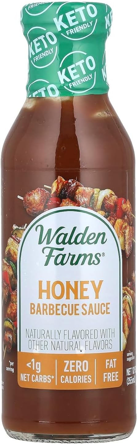Walden Farms Honey Barbecue Sauce – Zero Calorie, Low Carb, Keto-Friendly, Vegan, Sugar-Free – 12 oz Bottle