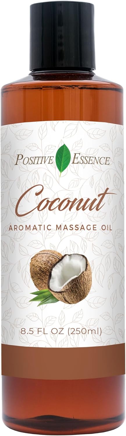 Relaxing Coconut Massage Oil, Made with Jojoba Oil, Sweet Almond Oil, Vitamin E and Extra Virgin Coconut Oil, Relaxing Gifts for Women or Natural Body & Mind Relaxation, Aromatic