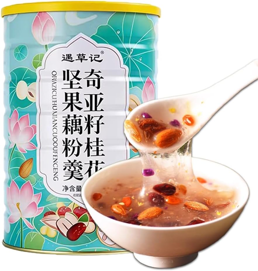 500g Osmanthus Fragrant Nuts Lotus Root Starch Powder Breakfast Meal，Lotus Root Powder Soup Mix Chinese Asian Soup，Instant Breakfast Microwave Food Family Drinks
