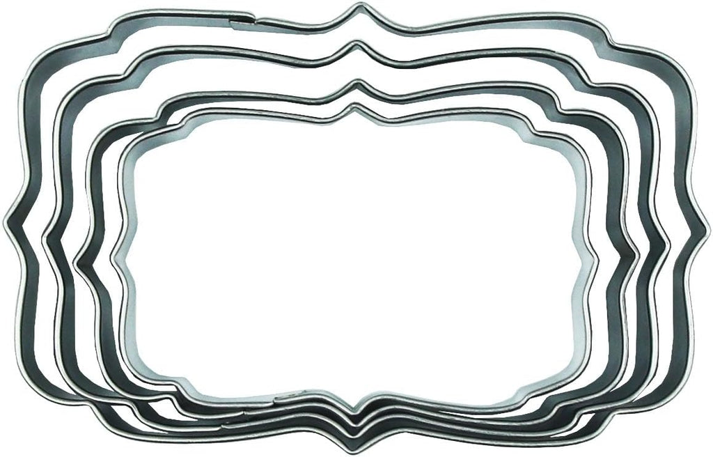 Plaques Cookie Cutters Set, 4 PCS Set Frame Shaped Stainless Steel Molds for Cookies,Biscuit,Vegetable,Fruit,Baking Pastries Doughs (Style 02)