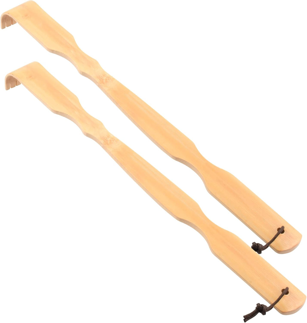Renook Wooden Bamboo Back Scratcher, 17" Natural Handmade Back-Scratchers for Men and Women, New Upgraded Long Handle Body Massager, Christmas Father's Day Gifts for Adults and Elderly (2PCS)