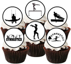 Gymnastics Edible Cupcake Toppers, Gymnastics Birthday Party Decorations for Cake Decorating, Gym Tumble Edible Cake Decorations, Gymnast Party Favours Cookie Toppers, 24 x 4cm / 1.5 inch discs UNCUT
