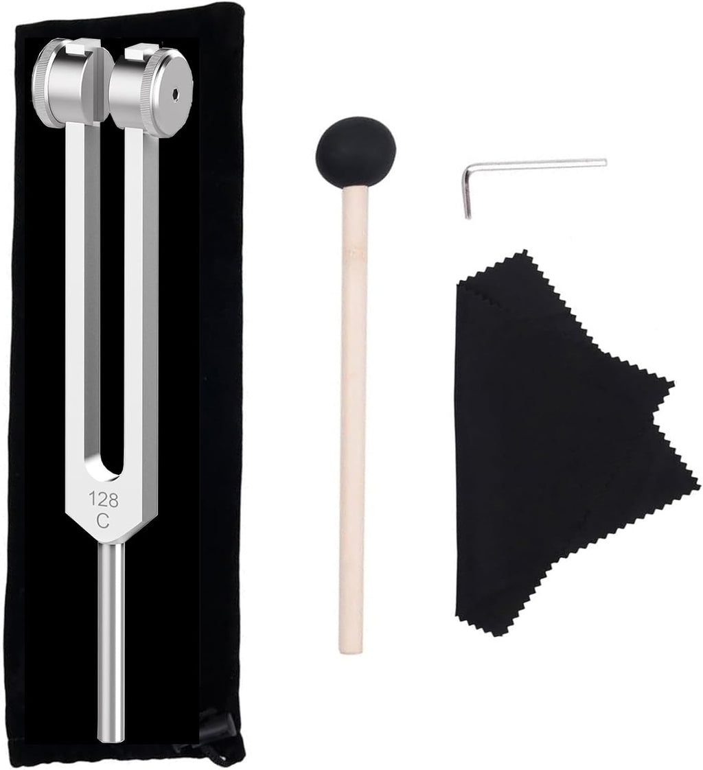 128 Hz Weighted Tuning Fork Medical-Grade Tuning Forks for Healing-Professional Tuning Fork C128 with Mallet Essential Yoga and Meditation Accessories & Sound Healing Instruments