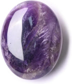 WHAL&YUNE Amethyst Palm Stone Healing Crystals Worry Stone Natural Polished Stone for Meditation Energy Balancing Therapy Hot Massage Gifts -1.7 inches (1PC)
