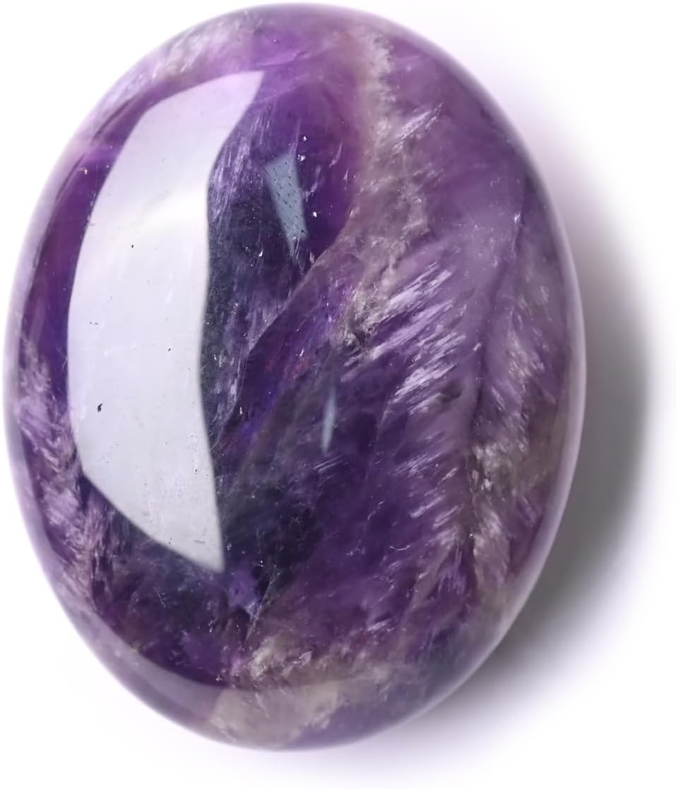WHAL&YUNE Amethyst Palm Stone Healing Crystals Worry Stone Natural Polished Stone for Meditation Energy Balancing Therapy Hot Massage Gifts -1.7 inches (1PC)