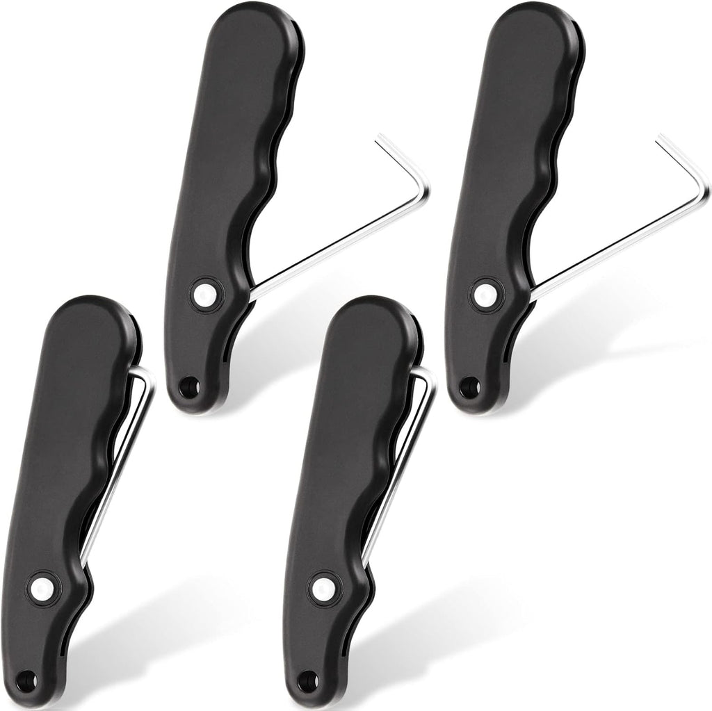 MTLEE Lace Tightener 4 Pieces Folding Shoe Lace Puller Stainless Hockey Lace Tightening Tool Portable Lace Tightener Puller Tool Black Skate Lace Tightener for Ice Skates Figure Skates Boots Shoes