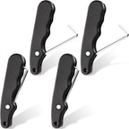 MTLEE Lace Tightener 4 Pieces Folding Shoe Lace Puller Stainless Hockey Lace Tightening Tool Portable Lace Tightener Puller Tool Black Skate Lace Tightener for Ice Skates Figure Skates Boots Shoes
