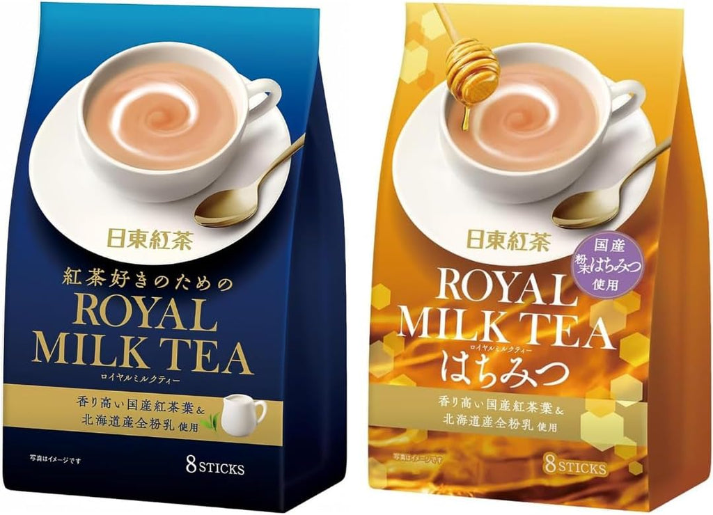 Nitto Royal Milk Tea Assortment – Original & Honey Flavor – 16 Sticks Total (8 Each) – Japanese Instant Milk Tea