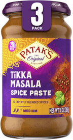 Patak’s Tikka Masala Spice Paste - Medium Indian Curry Paste w/a Blend of Freshly Ground Spices - Vegan & Gluten-Free - Flavorful Tikka Masala Curry Base for Home Cooking & More - 10oz Jar (Pack of 3)