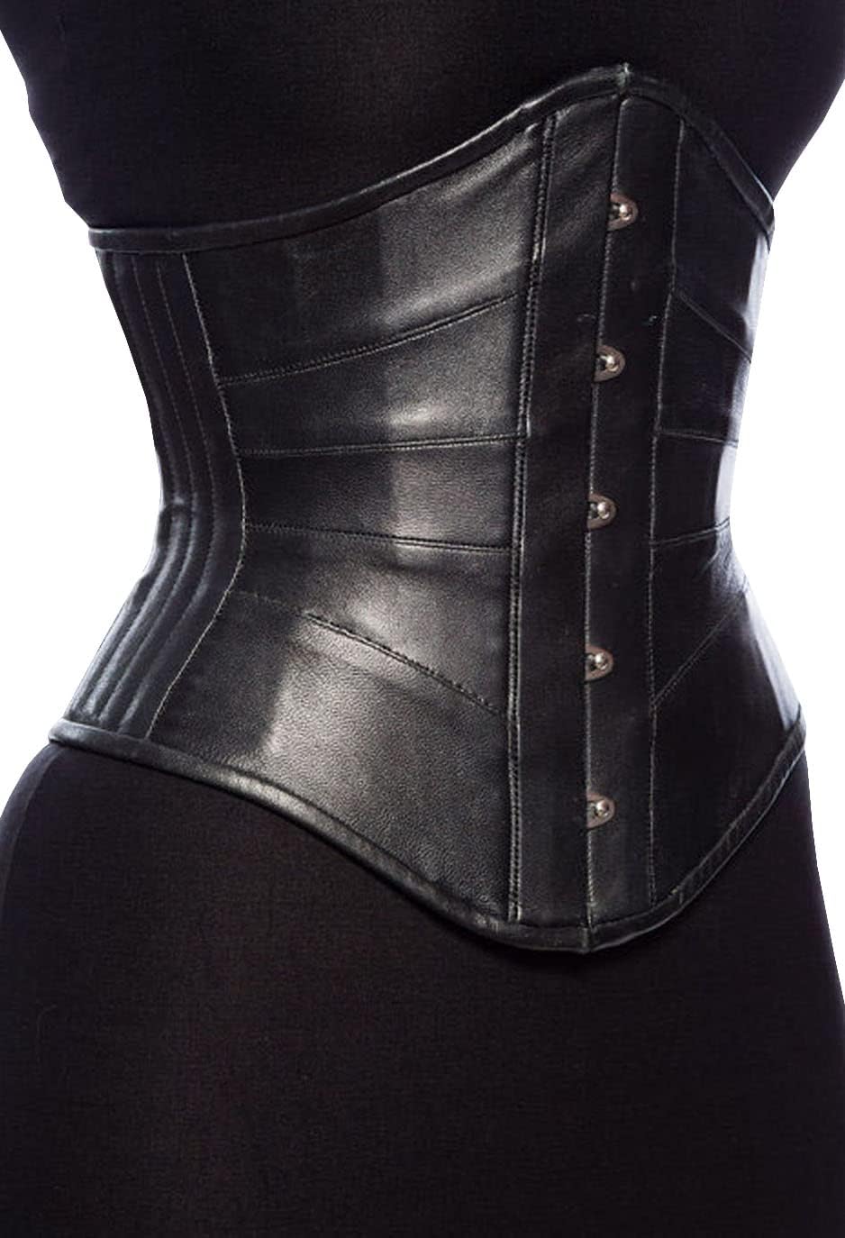 Genuine Leather Corset Women's Underbust Waist Trainer Heavy Duty Side Steel Boned Corset
