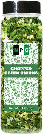 NPG Freeze Dried Chopped Green Onions 2 Oz, All Natural Non-GMO Gluten Free, Dried Scallions, Gourmet Spring Green Onions for Cooking, Salads, Garnish