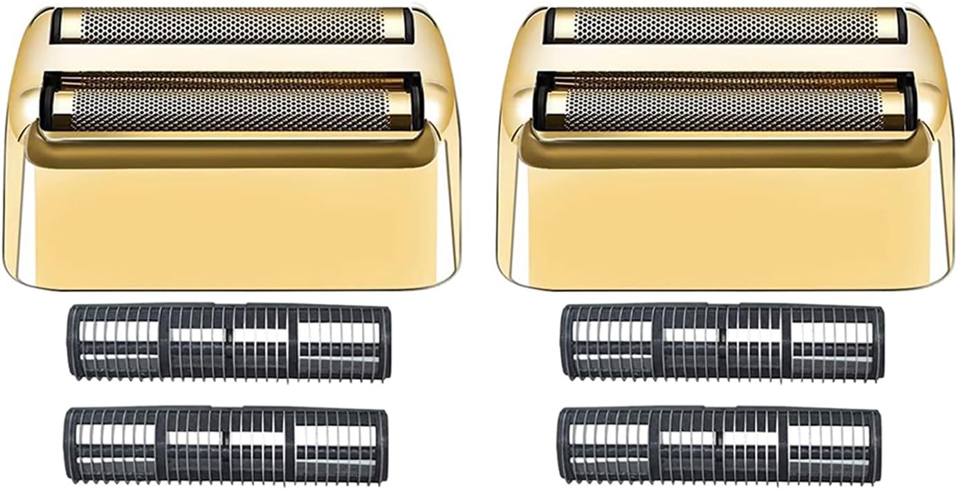 2 Pack Shaver Replacement Foil and Cutters compatible with BaBylissPRO Double FXFS2 Metal shaver foil replacement (Golden-2PCS)