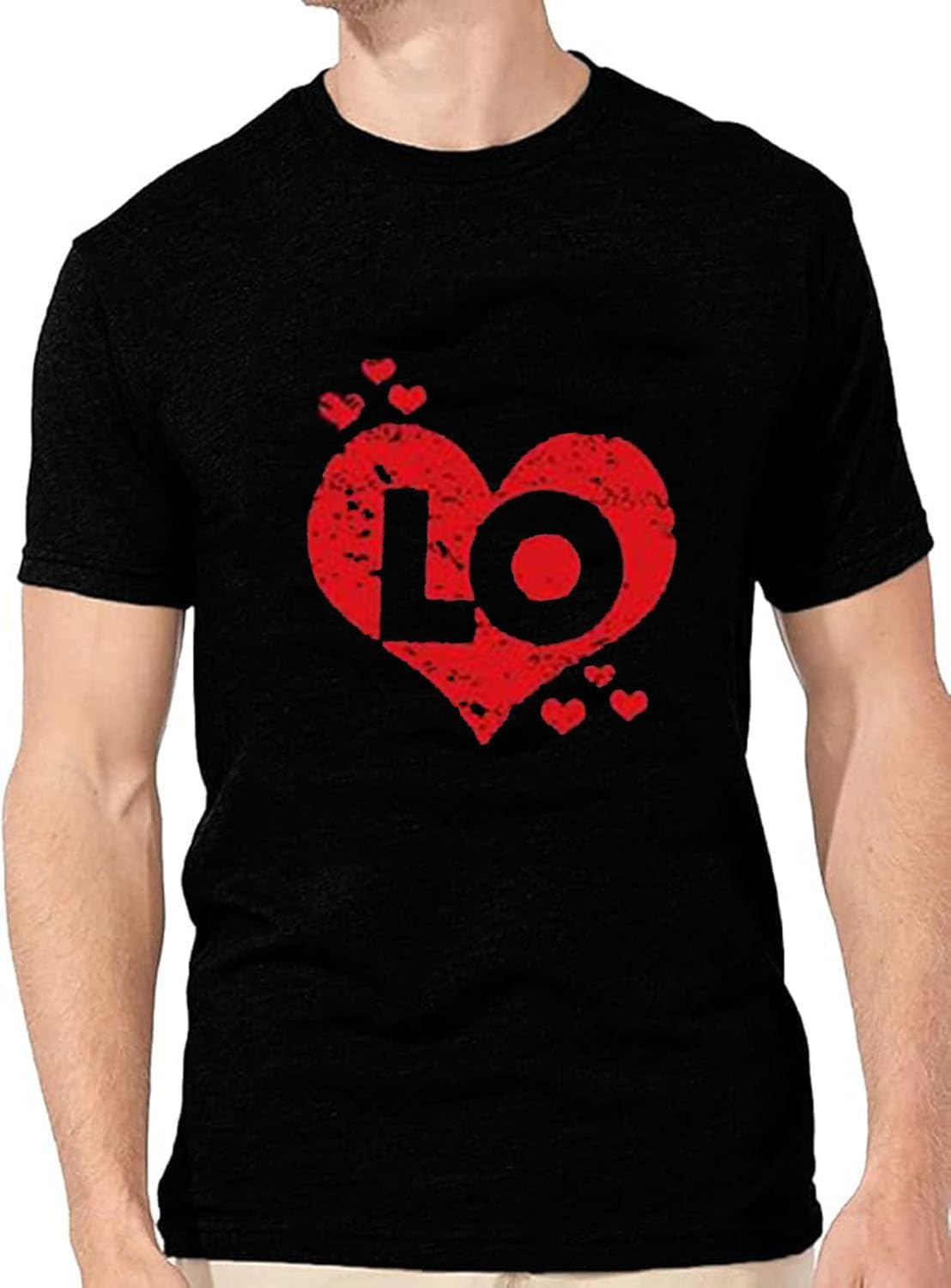 Matching Couples Shirt Cute Heart Shaped Graphic Tshirt Funny Letter Print Casual Short Sleeve Tee Tops (Pack of 1)