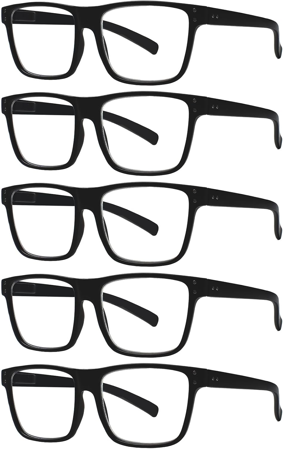 Kerecsen 5 Pack Oversized Reading Glasses Blue Light Blocking Square Large Frame Readers for Men and Women