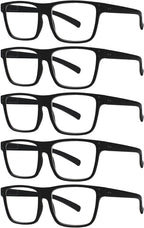 Kerecsen 5 Pack Oversized Reading Glasses Blue Light Blocking Square Large Frame Readers for Men and Women
