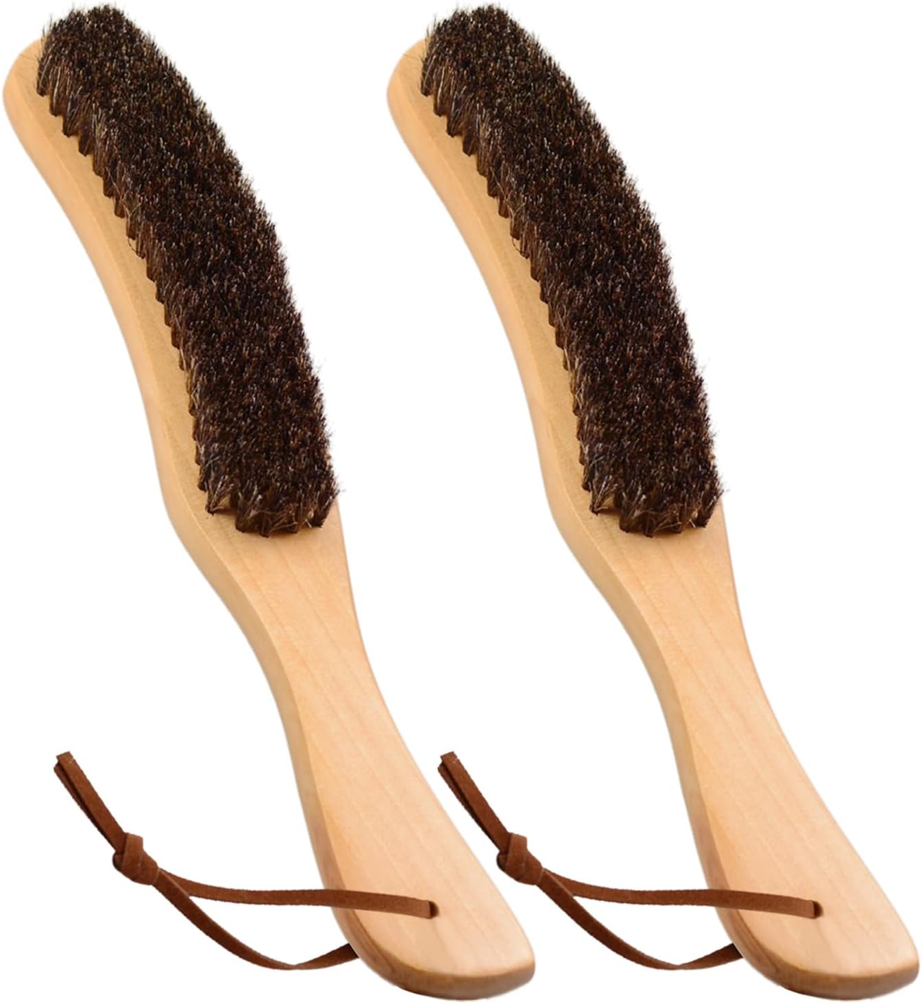 2PCS Horse Hair Brushes Felt Hat Brush with Wood Handle Lint Remover for Suits, Cashmere, Suede, Shoes, Pet Hair