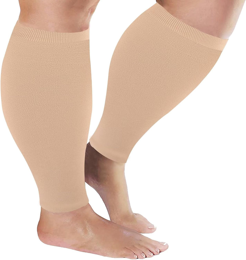 Plus Size Compression Sleeves for Calves Women Wide Calf Compression Legs Sleeves Men 5XL, Relieve Varicose Veins, Edema, Swelling, Soreness, Shin splints, for Work, Travel, Sports and Daily Wear