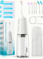 Nasal Irrigation System 300ml Tank with 6 Nozzles & 40 Salt Packets, Cordless Electric Nasal Rinse Machine for Sinus Relief & Allergies, Neti Pot with Customizable DIY Mode for Adult & Kid IPX7