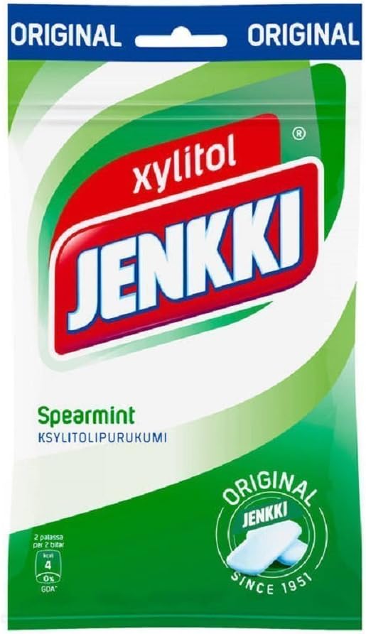 Jenkki Spearmint - Original - Finnish - Xylitol - Chewing Gum - Bag 100 g