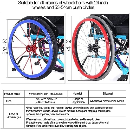 Wheelchair Push Wheel Covers,22/24-Inch Wheelchair Push Rim Covers, Silicone Wheel Chair Push Rings, 1Pair Wheelchair Push Rim Strip, Non-Slip Wear-Resistant, Improve Grip and Traction,White,22in ( Co