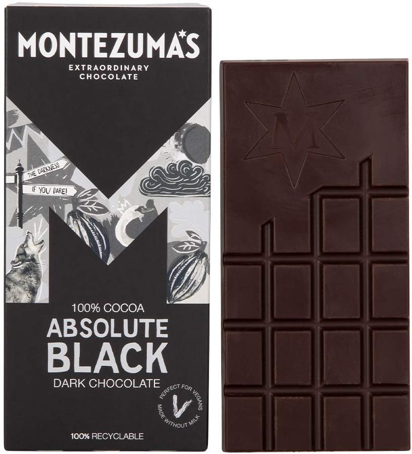 Montezuma Dark Chocolate Absolute Black 100% Cocoa 90g (Pack of 3)