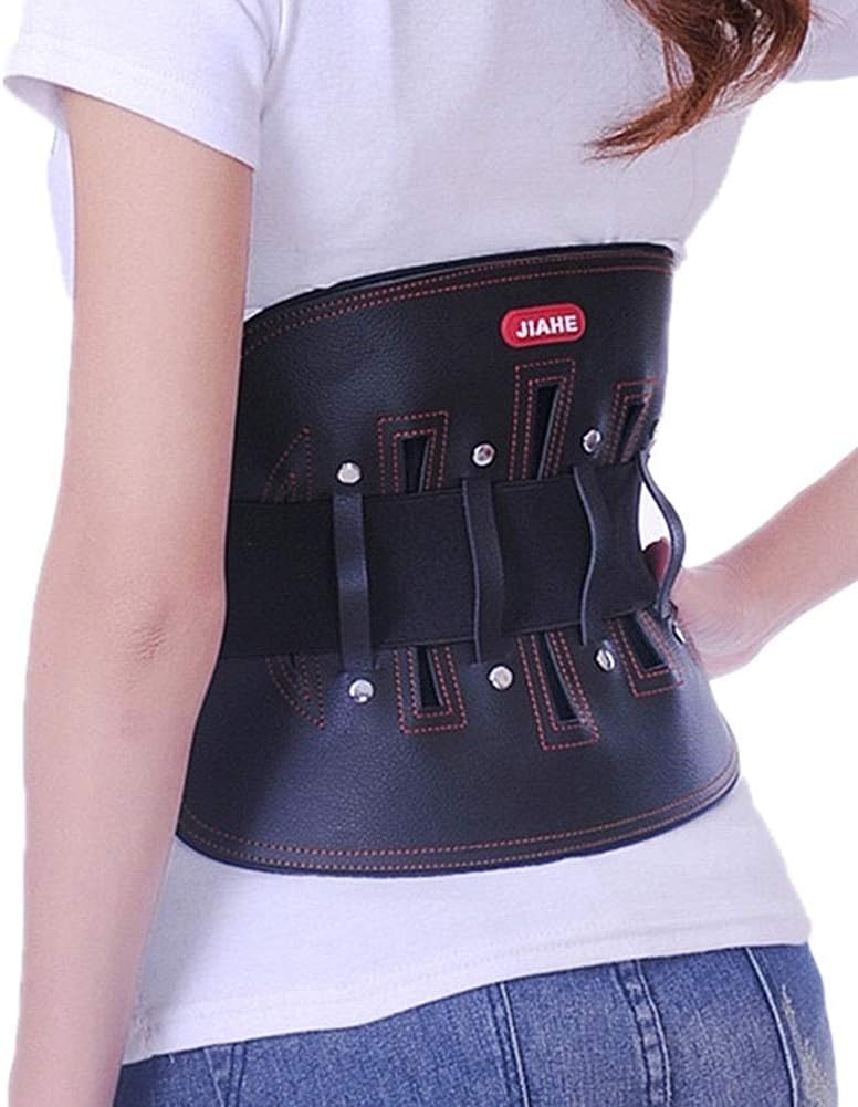 Leather Lumbar Brace Belt,Lower Back Support - for Man and Woman Herniated Disc Treatment & Pain Relief,Work/Gym (Size : L)