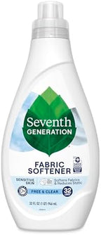 Seventh Generation Laundry Fabric Softener Liquid, Free & Clear, Reduces Static, 32 Fl Oz