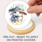 Custom Edible Cake Topper – Easter Bunny Hat Design – Icing Sheet Cookie & Cupcake Images –20 Pre-cut 2” Round– RA Pape