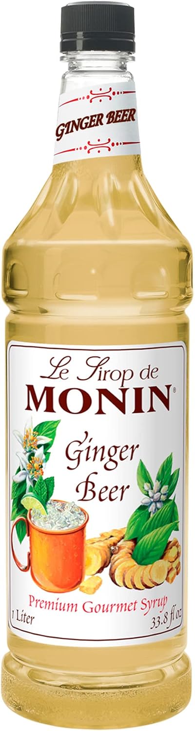 Monin - Ginger Beer Ale Syrup, Crisp and Authentic Ginger Flavor, Great for Cocktails, Mocktails, & Sodas, Vegan, Non-GMO, Gluten-Free - 1 Liter (33.8 fl oz)