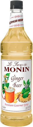 Monin - Ginger Beer Ale Syrup, Crisp and Authentic Ginger Flavor, Great for Cocktails, Mocktails, & Sodas, Vegan, Non-GMO, Gluten-Free - 1 Liter (33.8 fl oz)