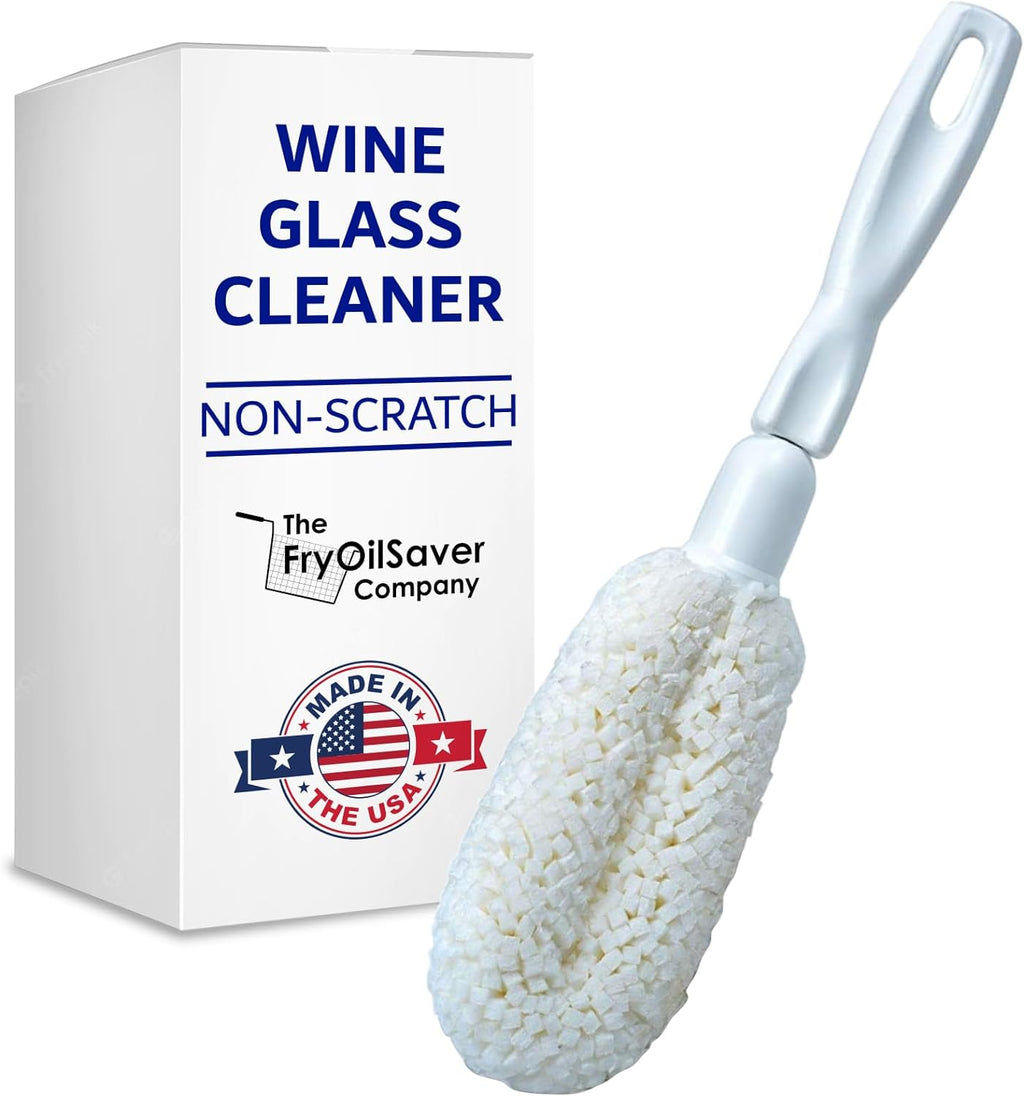 Flute and Stemware Wine Glass Cleaning Brush - Dishwasher Safe, Non-Scratch Flute Cleaner for Crystal Glasses, Champagne Glass, Goblet, Wine Decanter - for Bar & Restaurant by FryOilSaver - B61C
